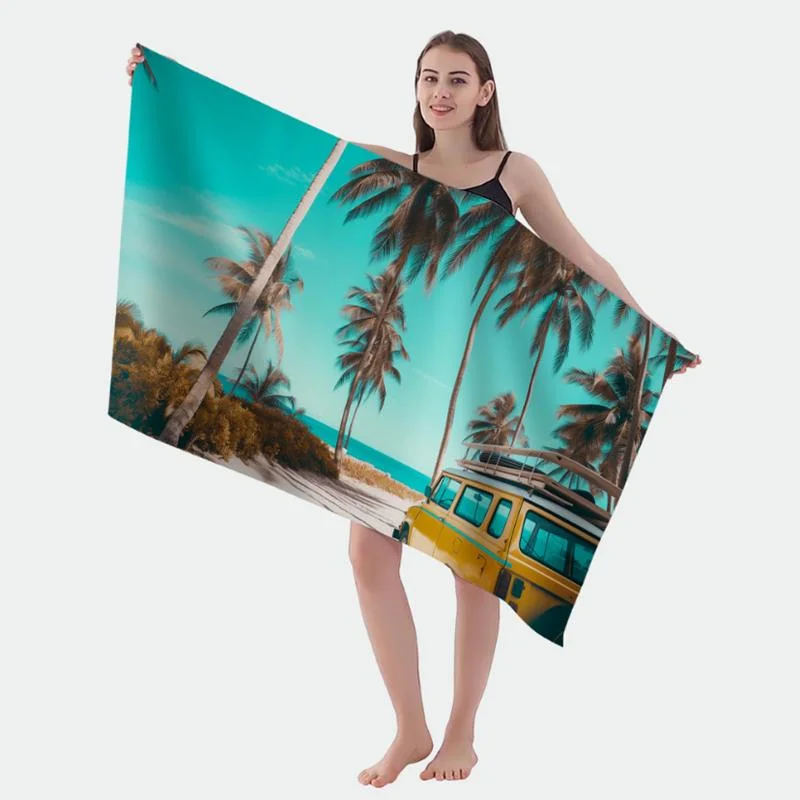 BSCI and Sedex Factory Directly Custom Beach Towel in Microfiber Terry Fabric