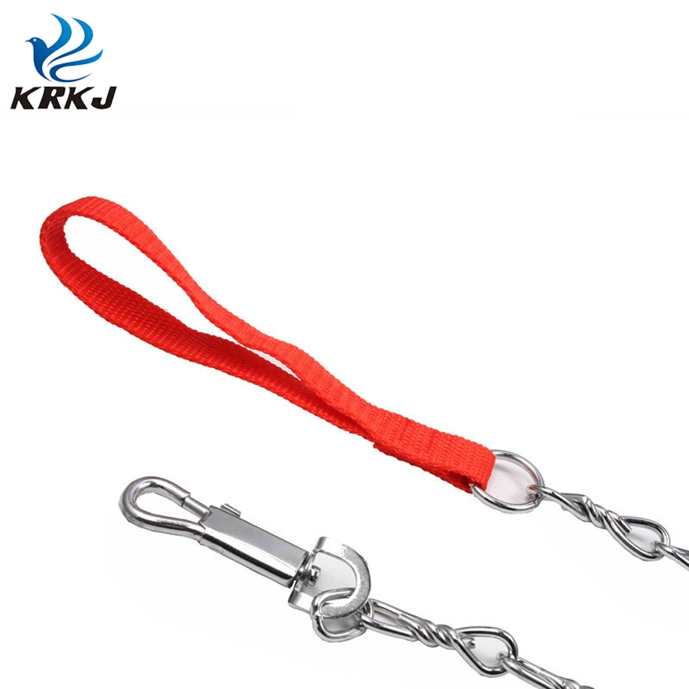 Multilayer Plating Anti-Corrosion 1.2 Meter Metal Iron Twisted Link Chain Lead with Red Handle for Dog