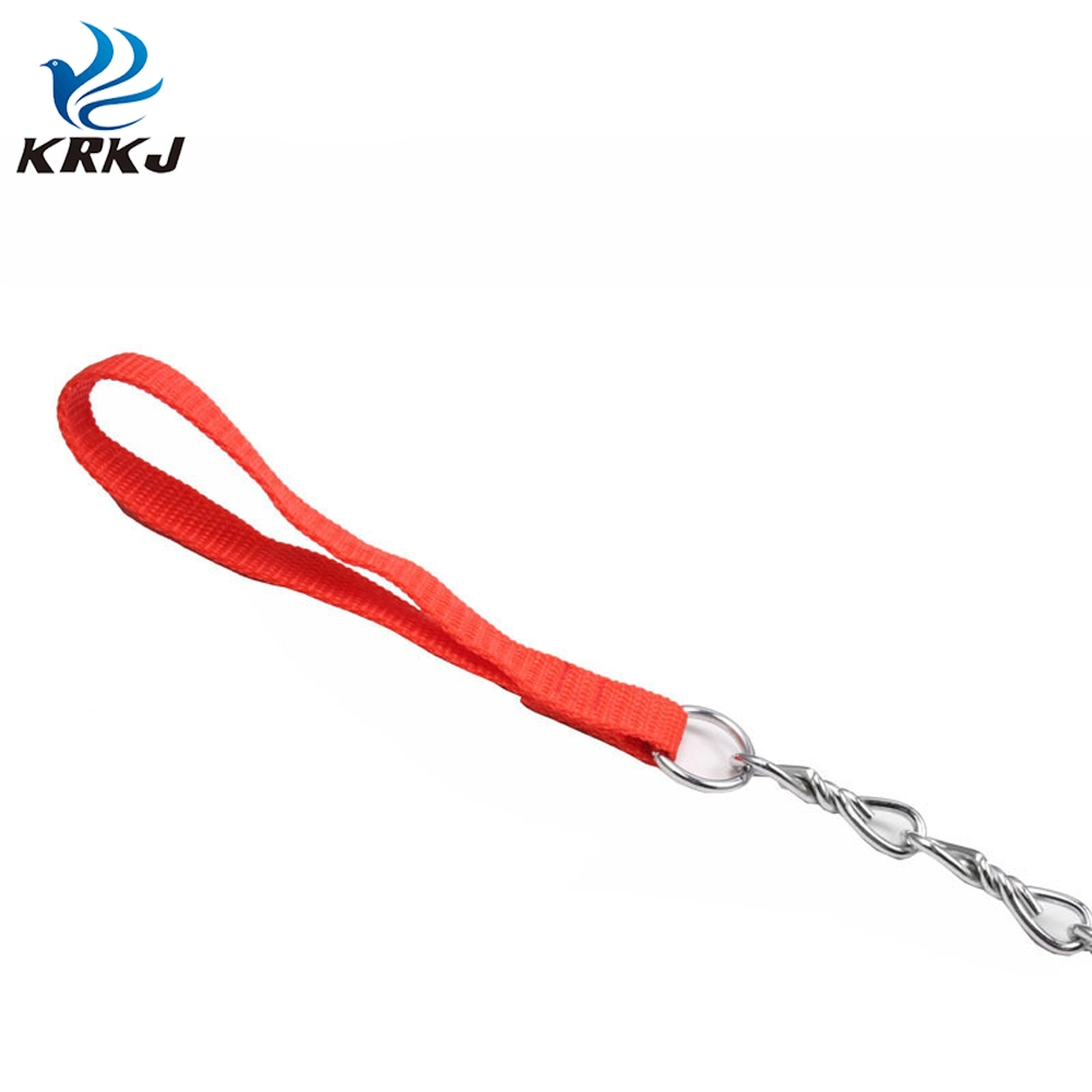 Multilayer Plating Anti-Corrosion 1.2 Meter Metal Iron Twisted Link Chain Lead with Red Handle for Dog