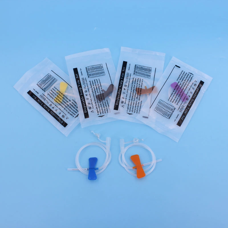 Color Code Medical Disposable Plastic Scalp Vein Set Butterfly Needle 24G 22g