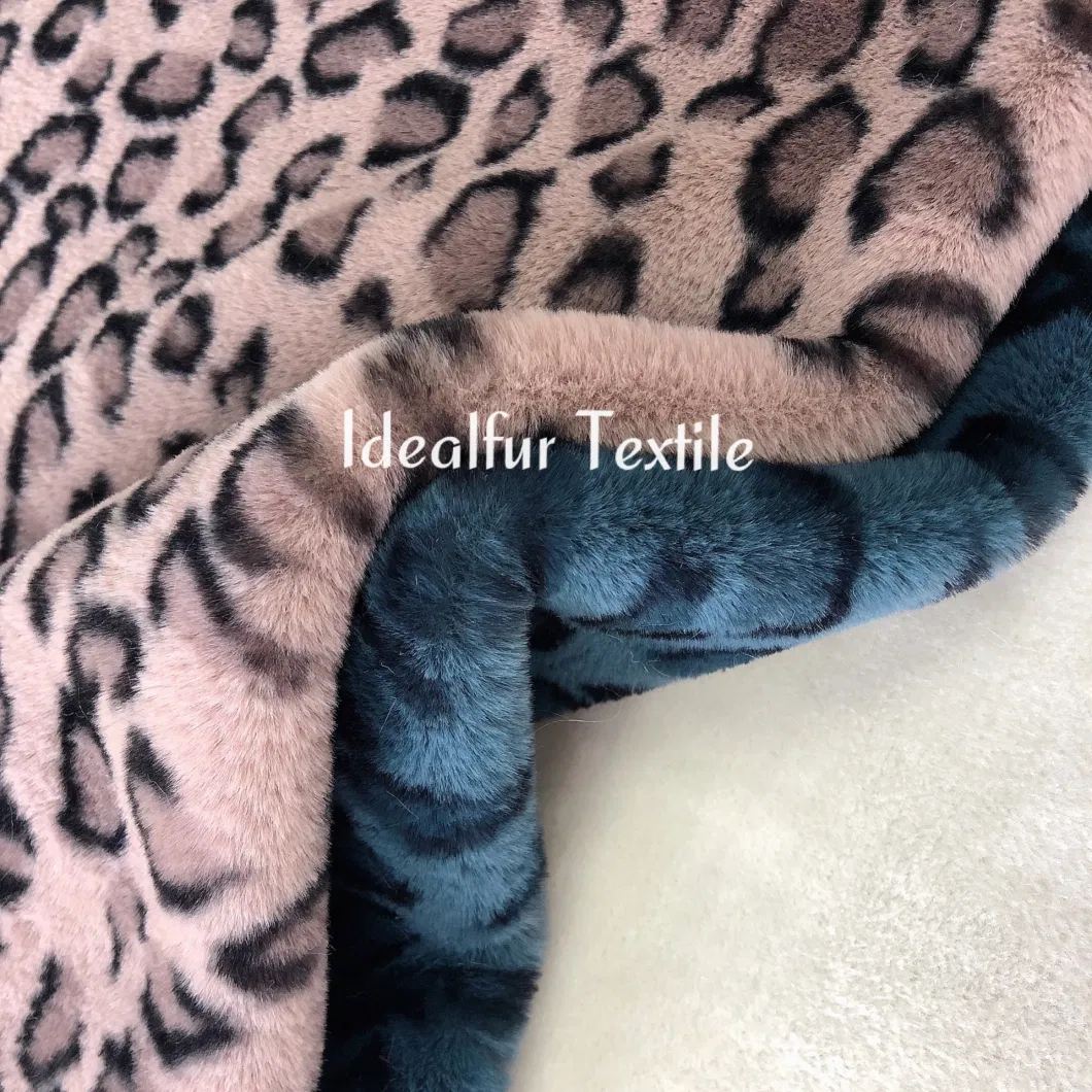 New Leopard Printed Imitation Fake Rabbit Fur Fabric