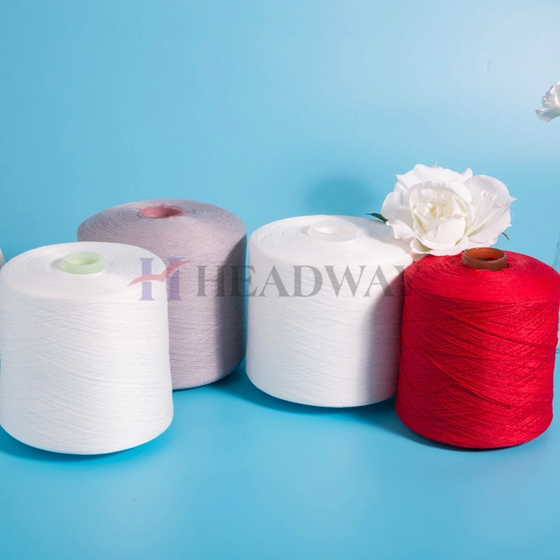 Core Spun Polyester Yarn Raw White Plastic Cone Poly Poly Yarn 40/2