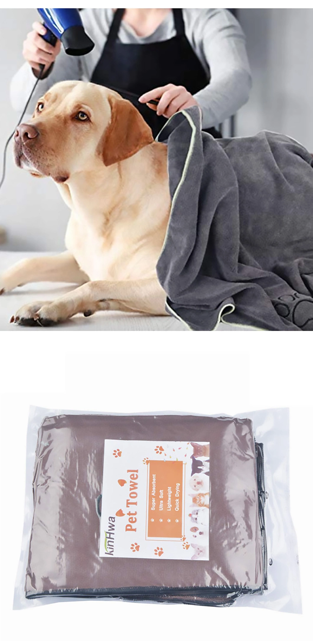 Dry Pet Drying Collection Embroidered Terry Microfiber Towel