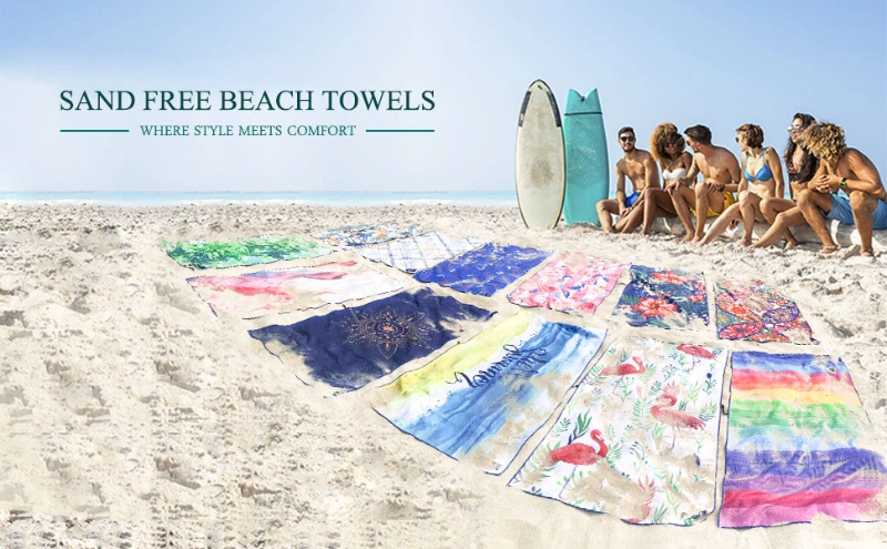 Microfiber Sublimation Travel Sports Towel Dry Fast Soft Lightweight Ultra Absorbent Rectangular Beach Towel for Camping Gym Large Size Beach Bath Towel