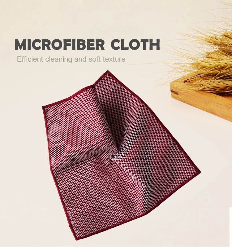 Microfiber-Cloth Warp-Knitted Towel Red Color 30*30cm Microfiber Waffle Mesh Towel