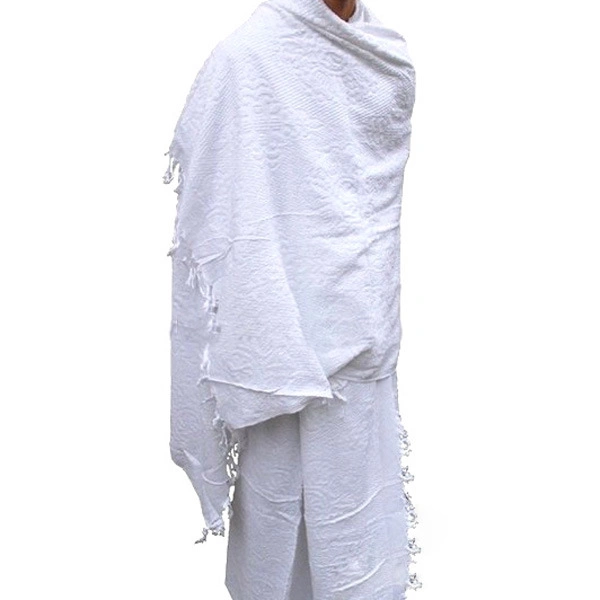 2PCS/Set Ihram Hajj Towel 100% Polyester Microfiber Warp Knitting Jacquard 110X215cm