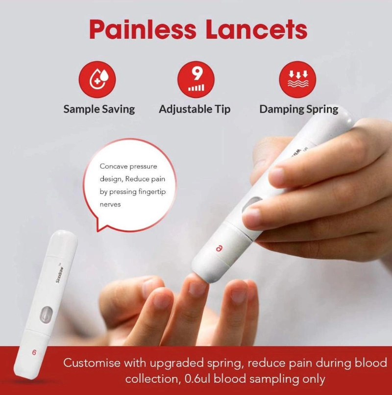 Sinocare Single Patient Plastic Blood Sample Collection Lancing Device with Ejector Adjustable Lancet Pen