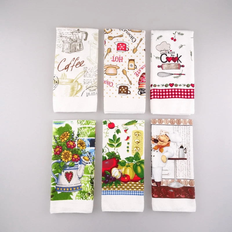 Custom Print Kitchen Towel Printing Warp Knitted Microfiber Sublimation Kitchen Towels