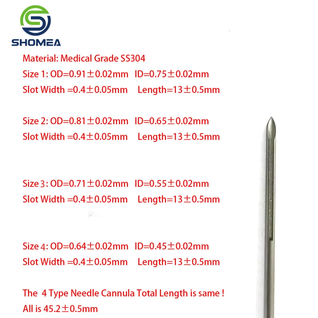 Shomea OEM Electrolytic Polishing Stainless Steel Groove Needle with Tribevel End