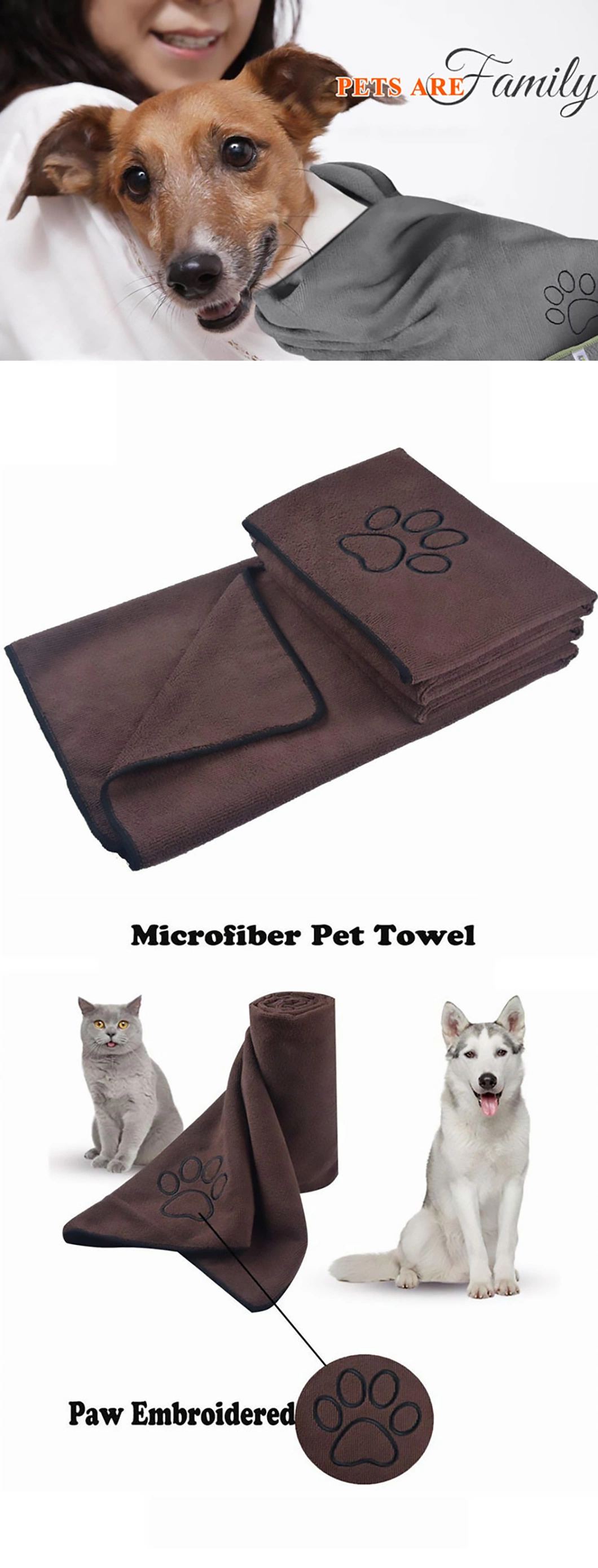 Dry Pet Drying Collection Embroidered Terry Microfiber Towel