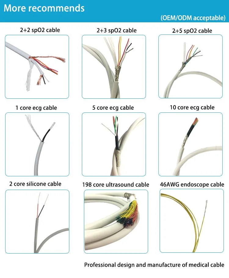 Shielded Cable Customizable ECG Wire 30 AWG Flexible Bc Cable 7 Lead