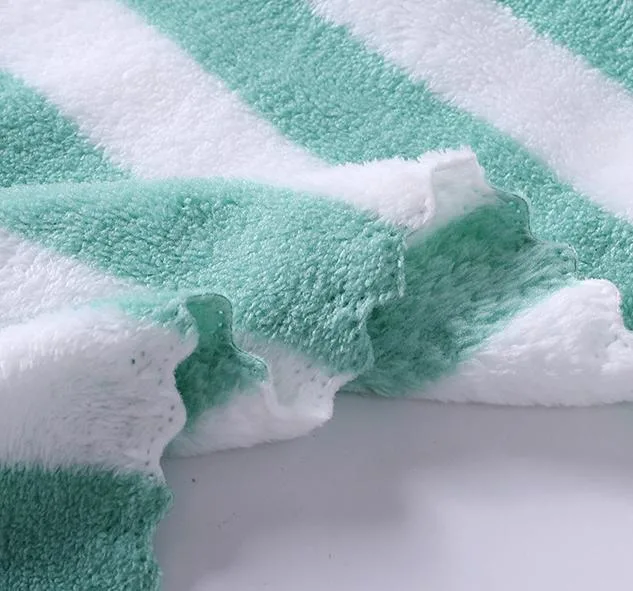Bath Towel and Towel Combination Striped Bath Towel Set Absorbent Letter Towel Warp Knitted Coral Fleece Towel Manufacturer Wholesale