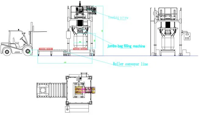 600-1000kg Automatic Powder Fertilizer Weighing, Packing and Batching Ton Bag Packing Machine