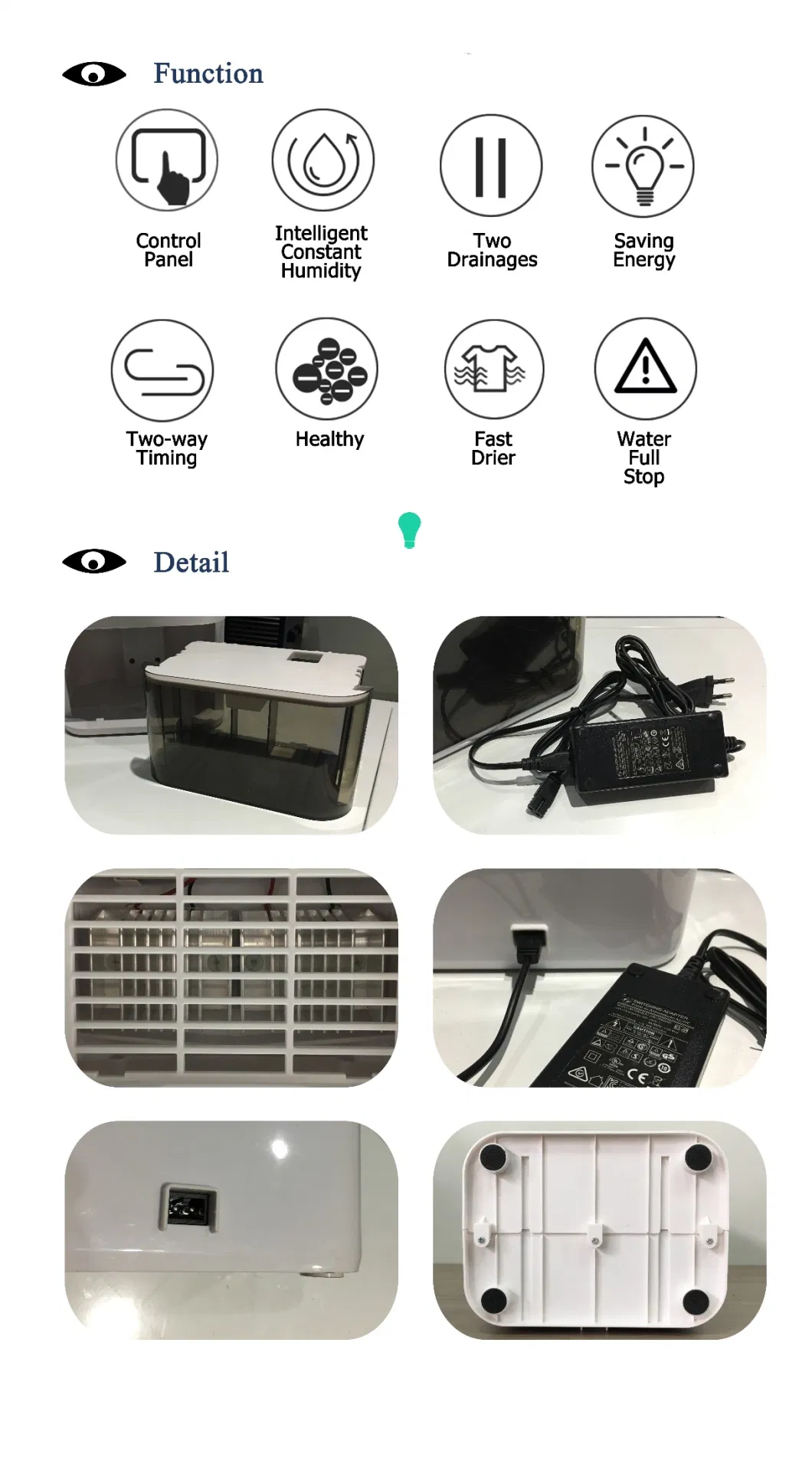 Small Space Mini Dehumidifier with Crying Clothes Function