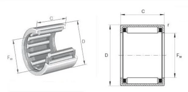 Needle Roller Bearing Stamped Outer Ring Needle Roller Bearings HK Series Precision Stamped Needle