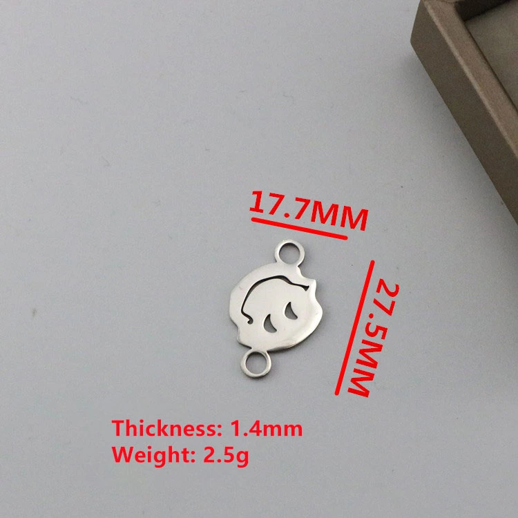 Stainless Steel Crying Smiling Face Round Double Hole Cut and Polished Jewelry Accessories Pendants