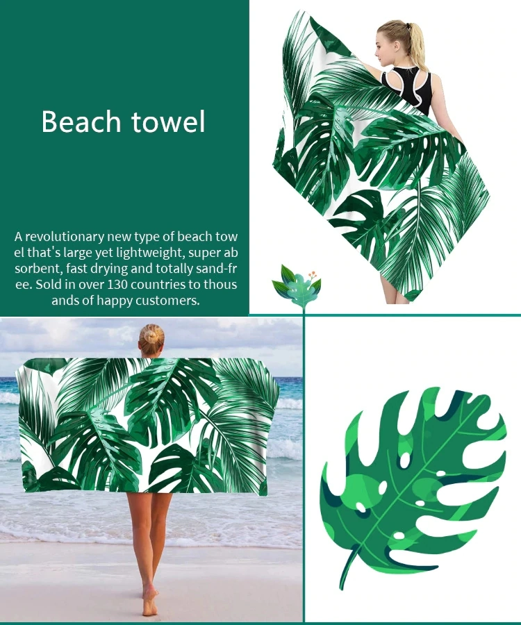 100%Polyester 80X160cm 250GSM Rectangular Warp Knitting Microfiber Beach Towel