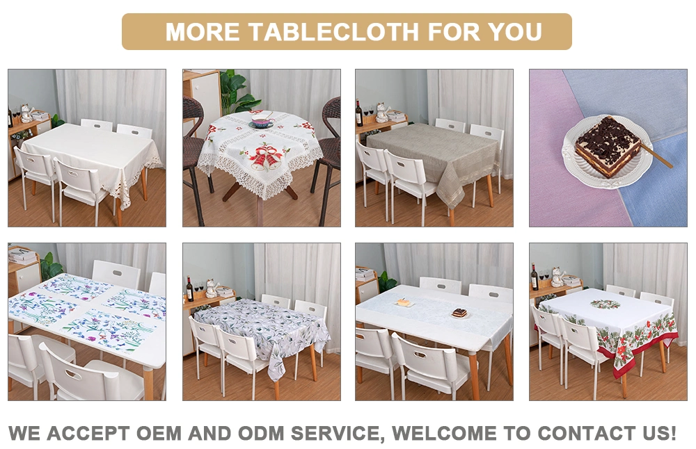 Square Type Hot Sale Pastoral Style 100% Polyester White Embroidery Christmas Table Cloths