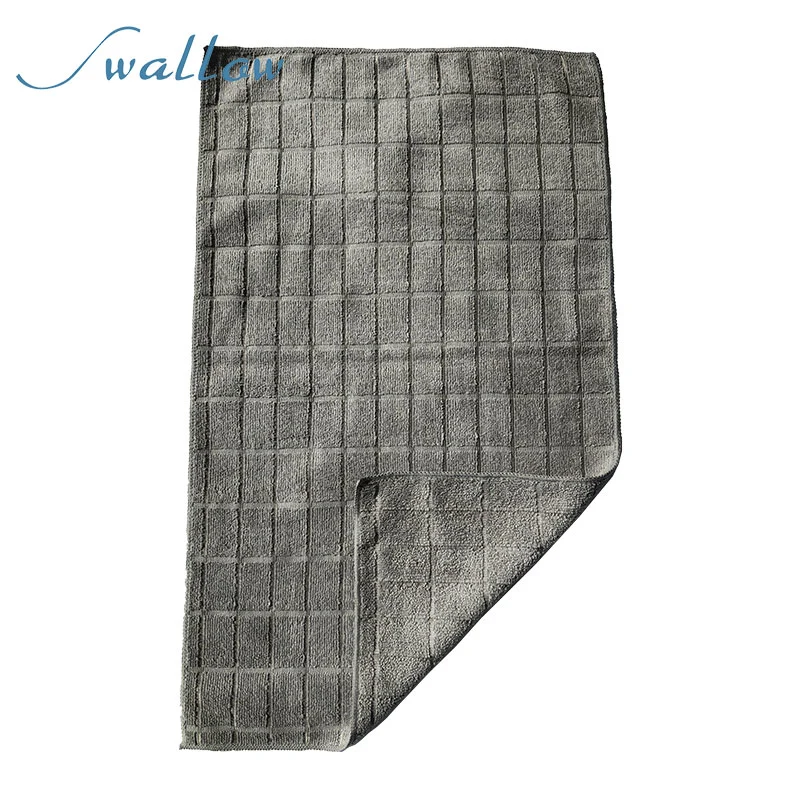 Microfiber-Cloth Warp-Knitted Towel Grey Color 40*65cm Microfiber Lattice Towel