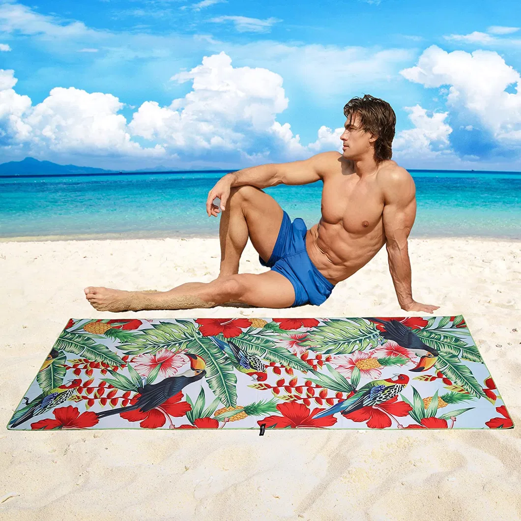 100%Polyester 80X160cm 250GSM Rectangular Warp Knitting Microfiber Beach Towel