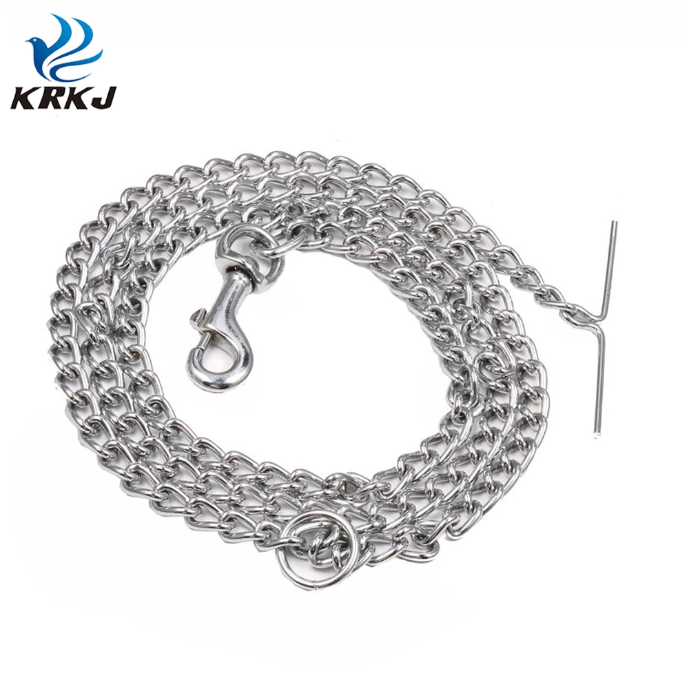 Suitable for Different Sizes Dogs 180cm Length Pet &quot;T&quot; Handle Design Metal Training Chain Leash Lead with Loop