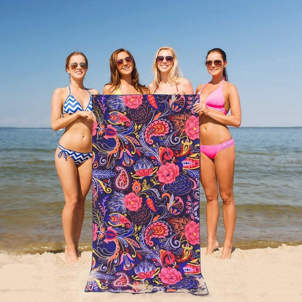 Custom 100% Polyester Digital Sublimaiton Printed Squire Sports Towel Sand Free Printing Microfiber Beach Towel 1X1.8m 70X140 80X160cm