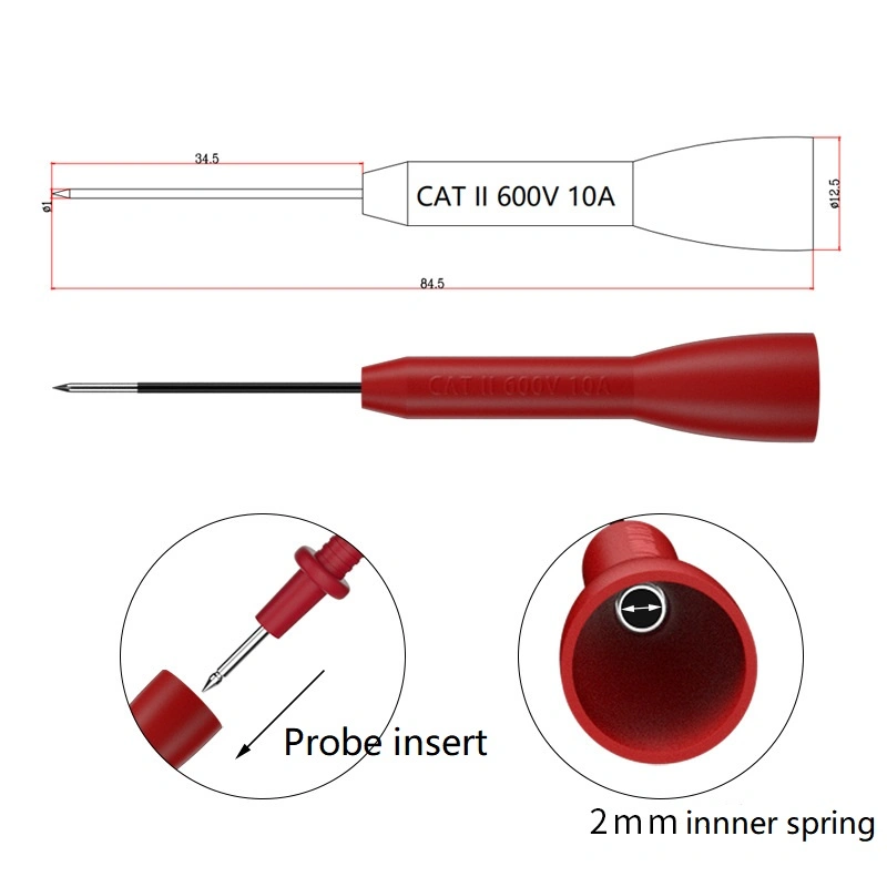 Jt8050 Multi-Purpose Test Pin Banana Plug Replace Needle 2mm/1mm Matching 1 Meter Long 1 Square mm2 Wire with Test Lead Kits