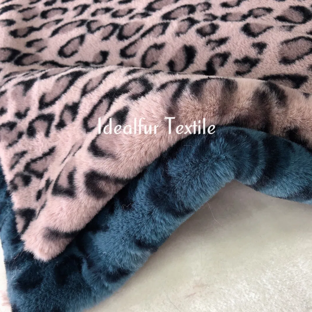 New Leopard Printed Imitation Fake Rabbit Fur Fabric