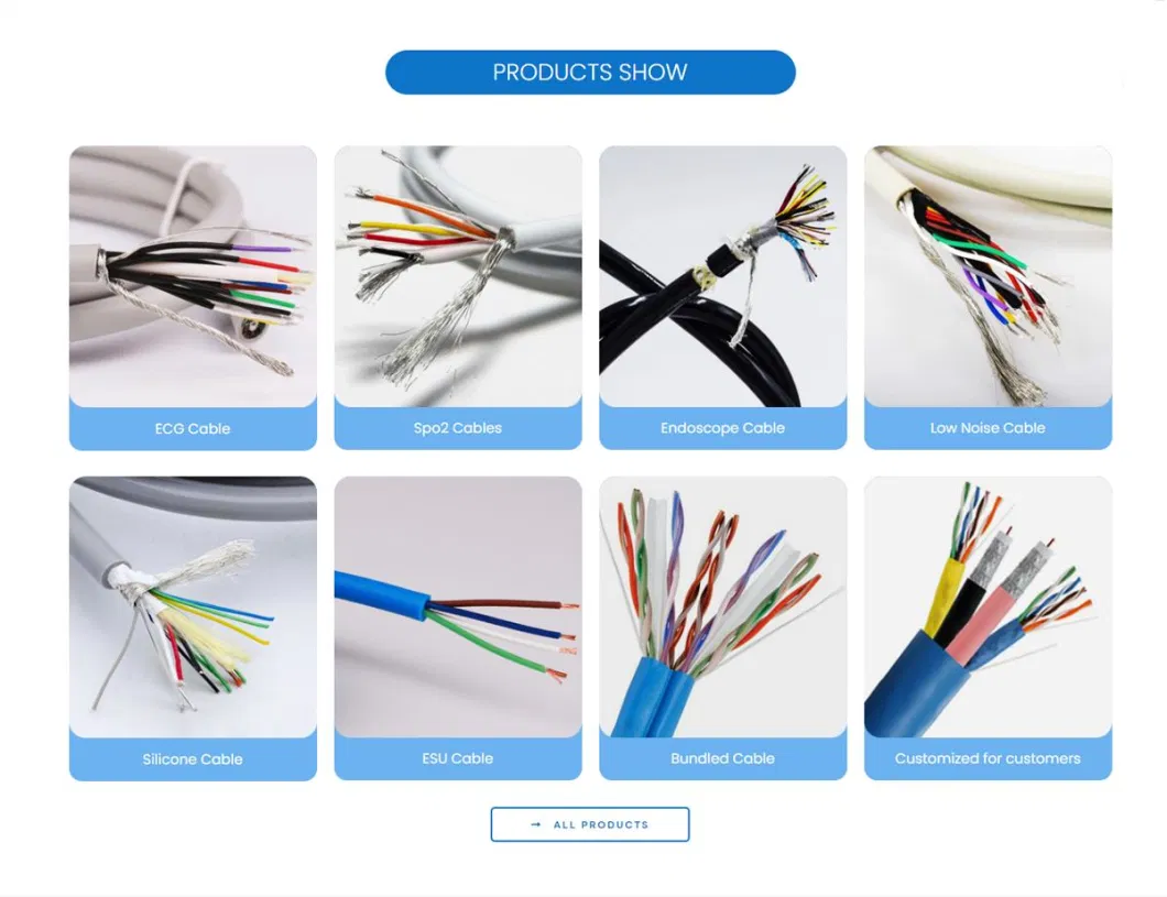 Shielded Cable Customizable ECG Wire 30 AWG Flexible Bc Cable 7 Lead