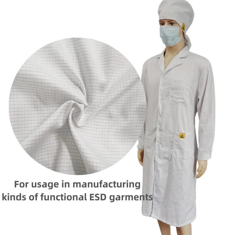 100% Polyester Filament Fiber Whit Conductive Fiber ESD Lapel Suit Cloths