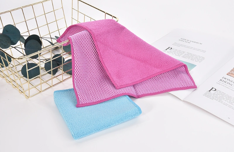 High Absorbent Multipurpose Terry Microfiber Cloth with Poly Mesh Dish Towel