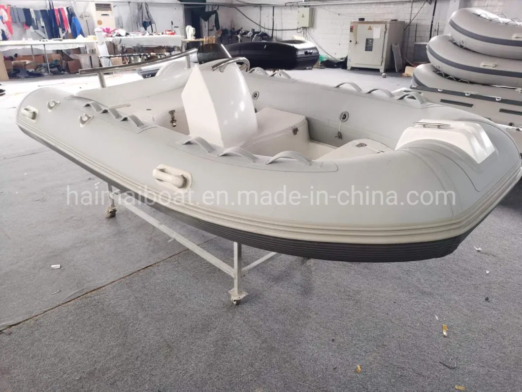 China Hot Selling Product 10.8FT 3.3m Fiberglass Rigid Hull with Orca Hypalon Heytex PVC Inflatable Speed Boat