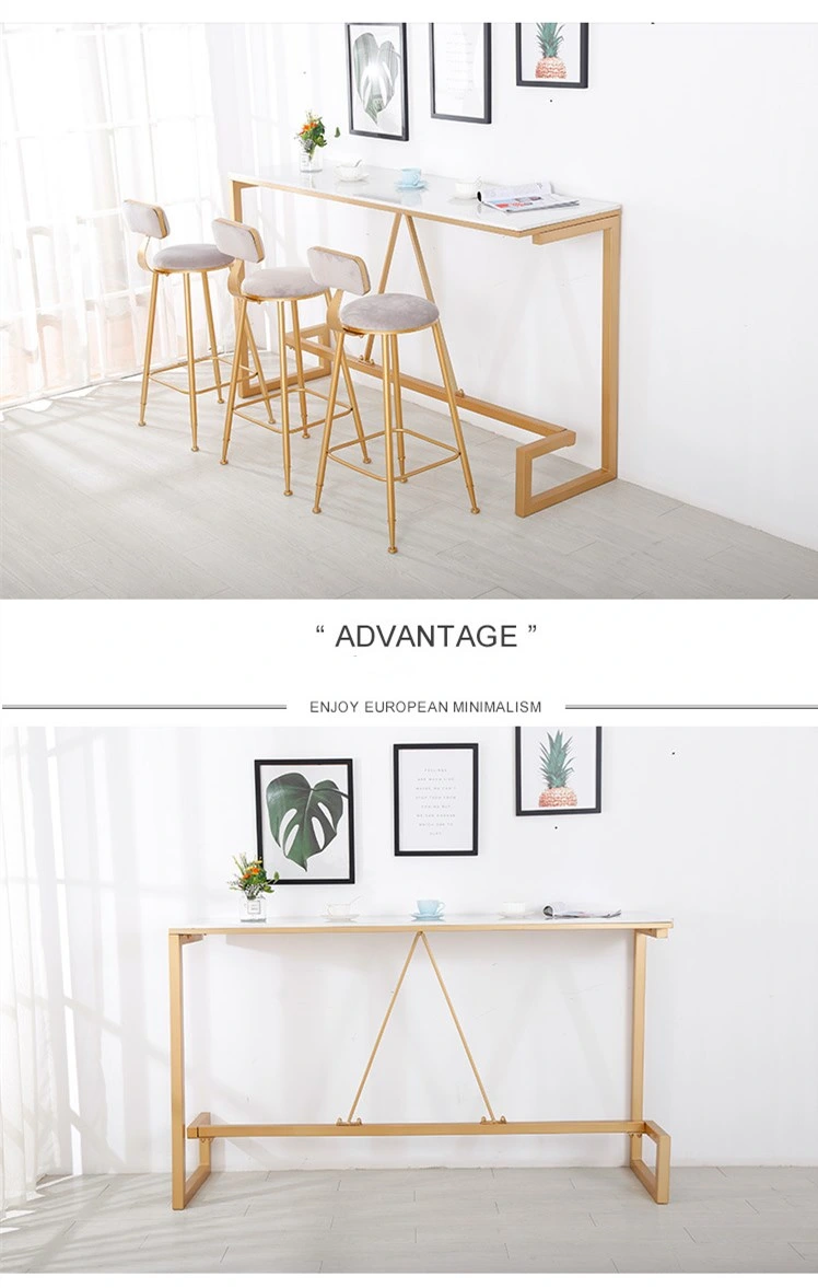 Creative Golden Chair Against The Wall Coffee Shop Leisure High Table