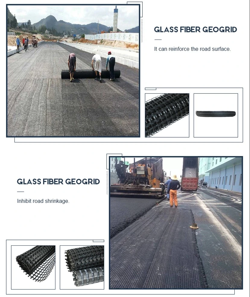 Earthwork Products Biaxial Glass Fiber Fiberglass 30kn/M Geogrid for Road Bed Railway