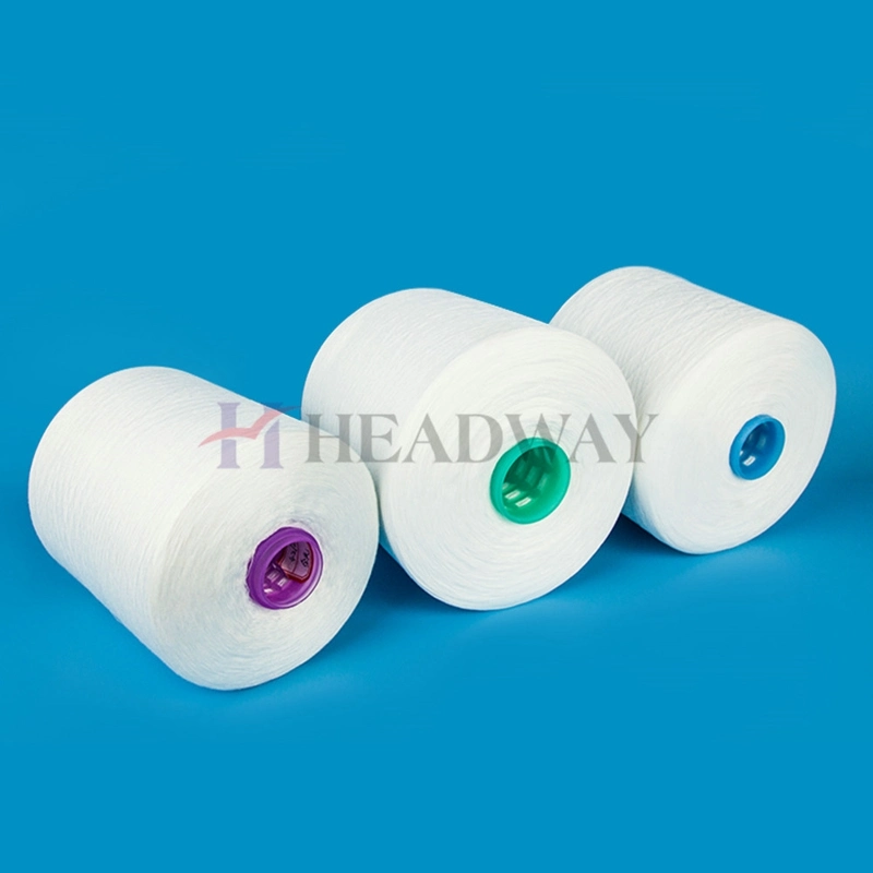 Core Spun Polyester Yarn Raw White Plastic Cone Poly Poly Yarn 40/2