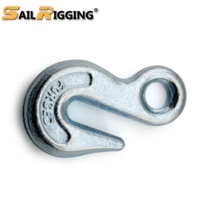 Gancio a gancio con occhiello per catena galvanizzato per sollevamento in acciaio al carbonio