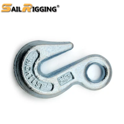 Gancio a gancio con occhiello per catena galvanizzato per sollevamento in acciaio al carbonio