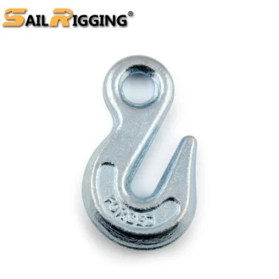 Gancio a gancio con occhiello per catena galvanizzato per sollevamento in acciaio al carbonio