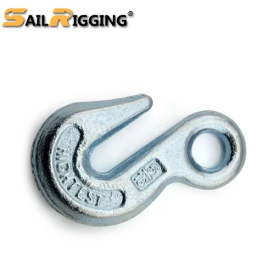 Gancio a gancio con occhiello per catena galvanizzato per sollevamento in acciaio al carbonio