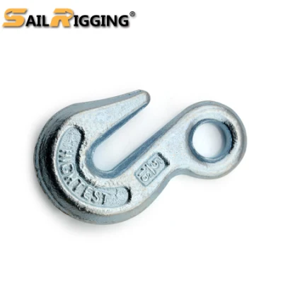 Gancio a gancio con occhiello per catena galvanizzato per sollevamento in acciaio al carbonio