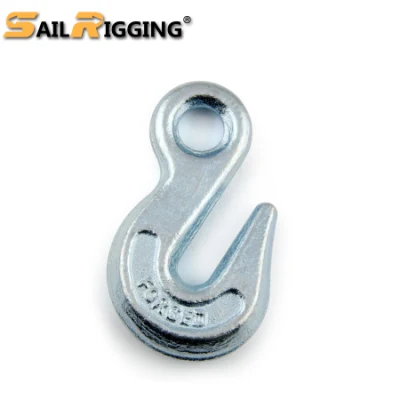 Gancio a gancio con occhiello per catena galvanizzato per sollevamento in acciaio al carbonio