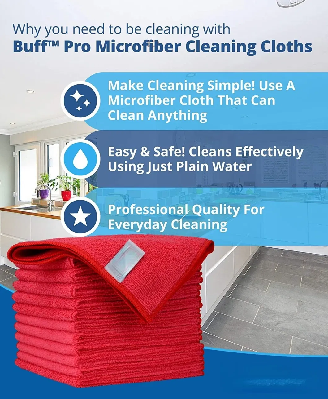 300GSM 40X40cm Red Microfiber Cloth for Kitchen Cleaning Cloth Made of Microfibre Fabrics