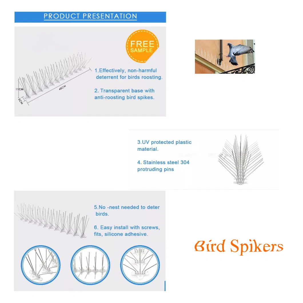 Anti-Bird Spike Stainless Steel Pigeon Bird Control Spikes Sale