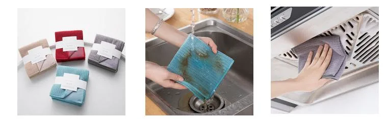 Double-Layer Mesh Dishcloth Kitchen Microfibre Dishcloth Foaming Non-Stick Grease Removing Stain Absorbent Cleaning Cloth
