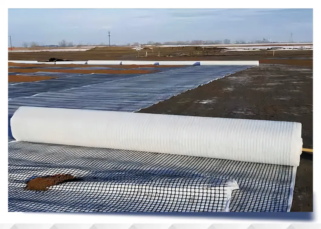 Fiberglass Geogrid 100kn Geogrid Composite with 200g Geotextile for Road Reinforcement Sale