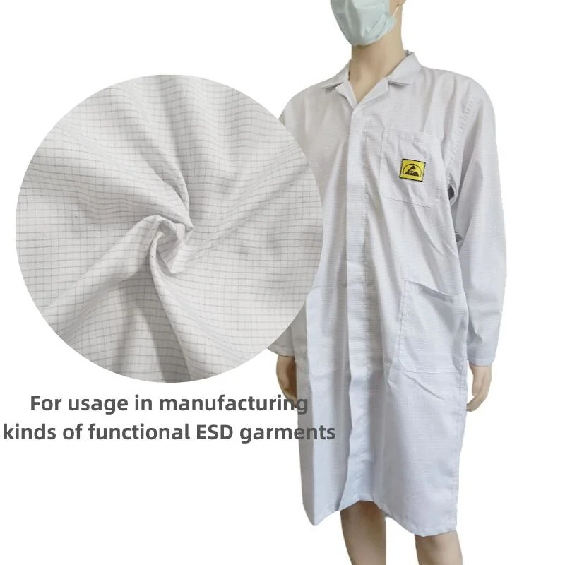 100% Polyester Filament Fiber Whit Conductive Fiber ESD Lapel Suit Cloths