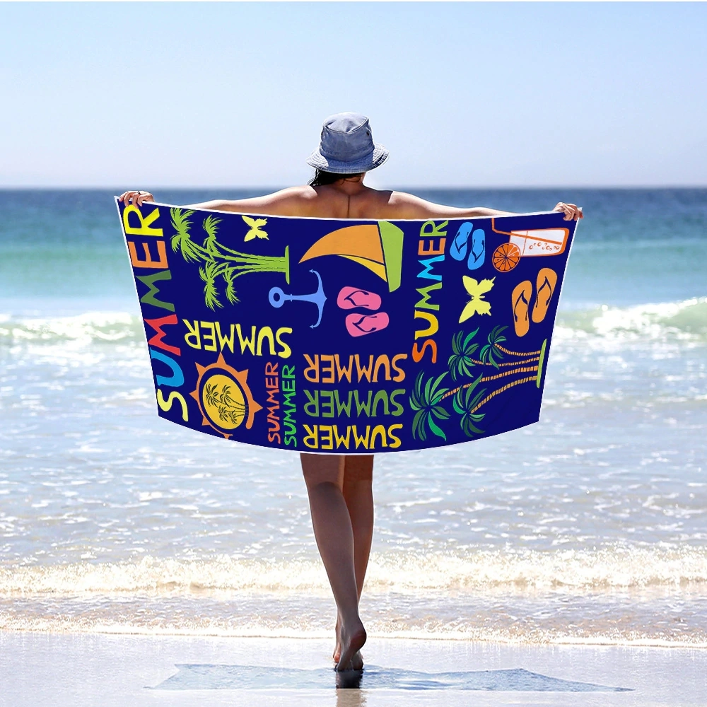 80X160cm Polyester Custom Wholesale Digital Sublimated Printed Logo Striped Sand Free Quick Dry Swimming Pool Cabana Stripe Microfibre Beach Towel