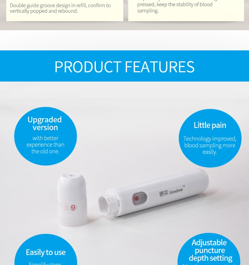 Sinocare Single Patient Plastic Blood Sample Collection Lancing Device with Ejector Adjustable Lancet Pen