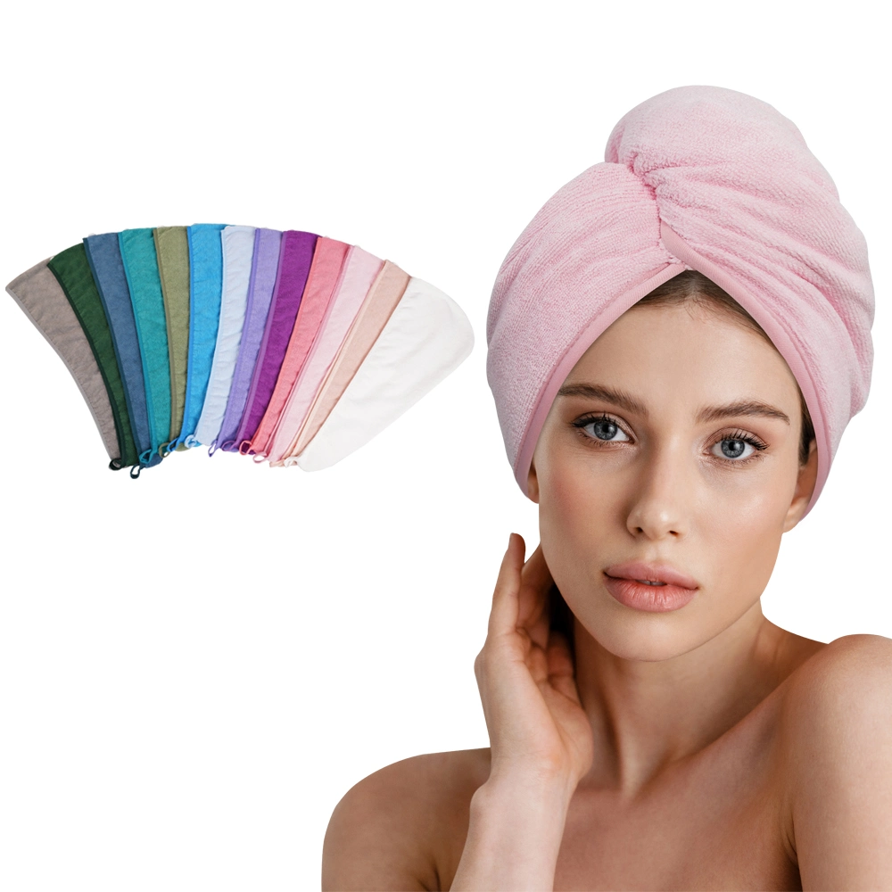 Factory Custom Women Colorful Towelling Turban Absorbent Microfiber Hair Towel
