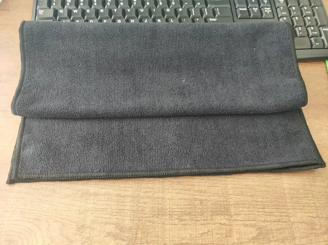 Ordinary Warp Knitting 16&prime;&prime;x27&prime;&prime; 300GSM Bleachproof Black Microfiber Hair Salon Towel